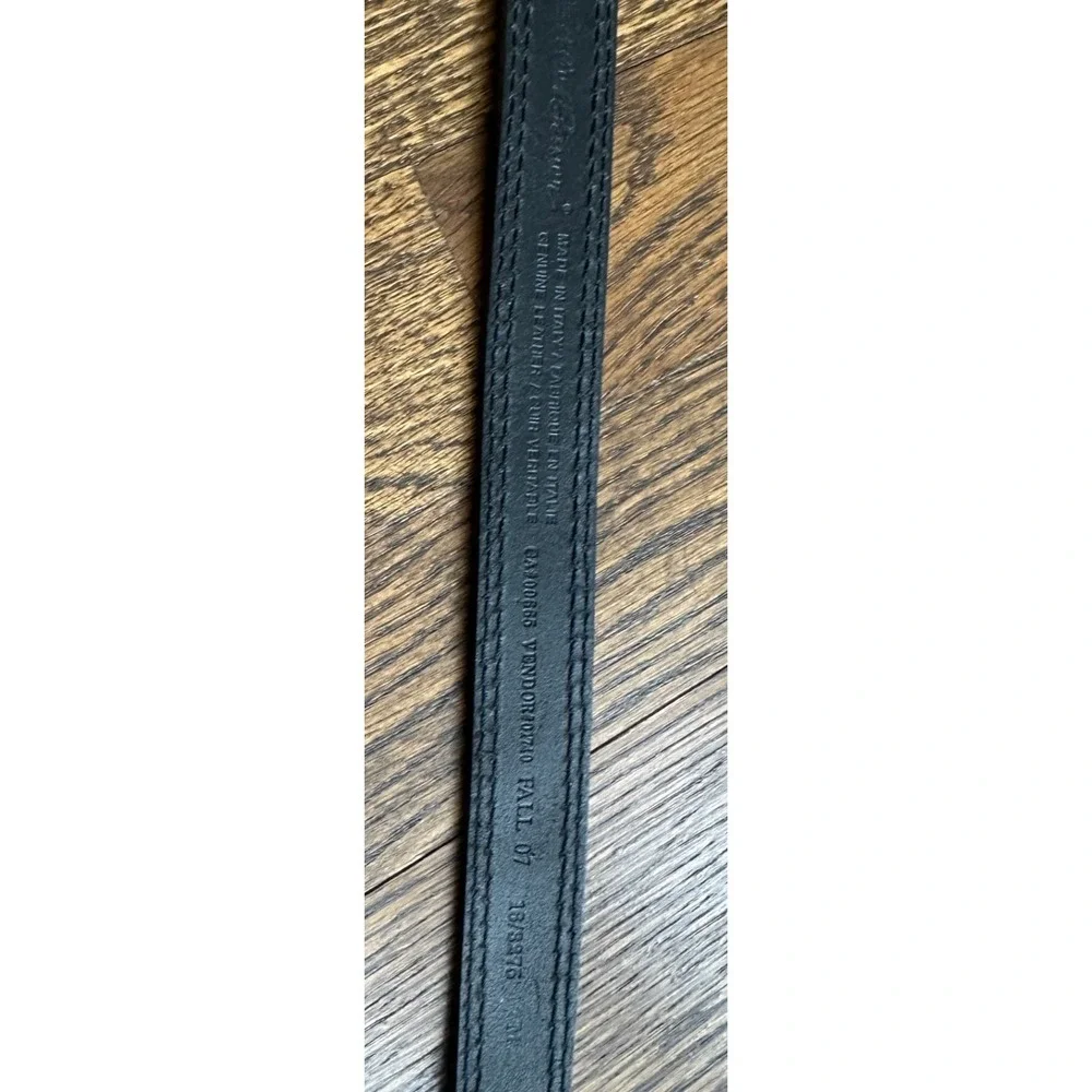 Eddie Bauer Vintage Black Italian Leather Belt Silver Filigree Buckle Boho M